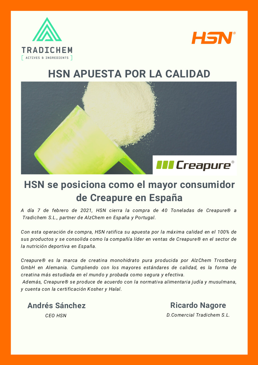 Nota Tradichem record acquisto Creapure®.