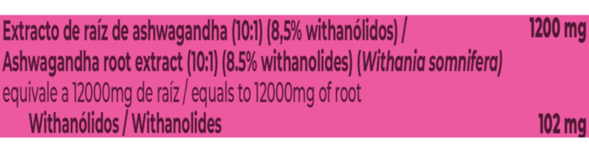 Segmento di informazioni dei componenti del prodotto Estratto di Ashwagandha (10:1) 400mg di EssentialSeries.