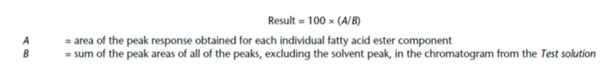 Formula della misurazione della percentuale di acidi grassi in area