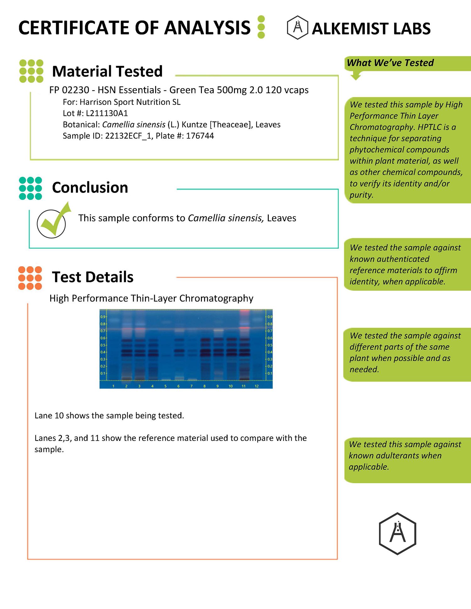 Certificato di Analisi di Estratto di Tè Verde EssentialSeries Certificato di Analisi di Estratto di Tè Verde EssentialSeries