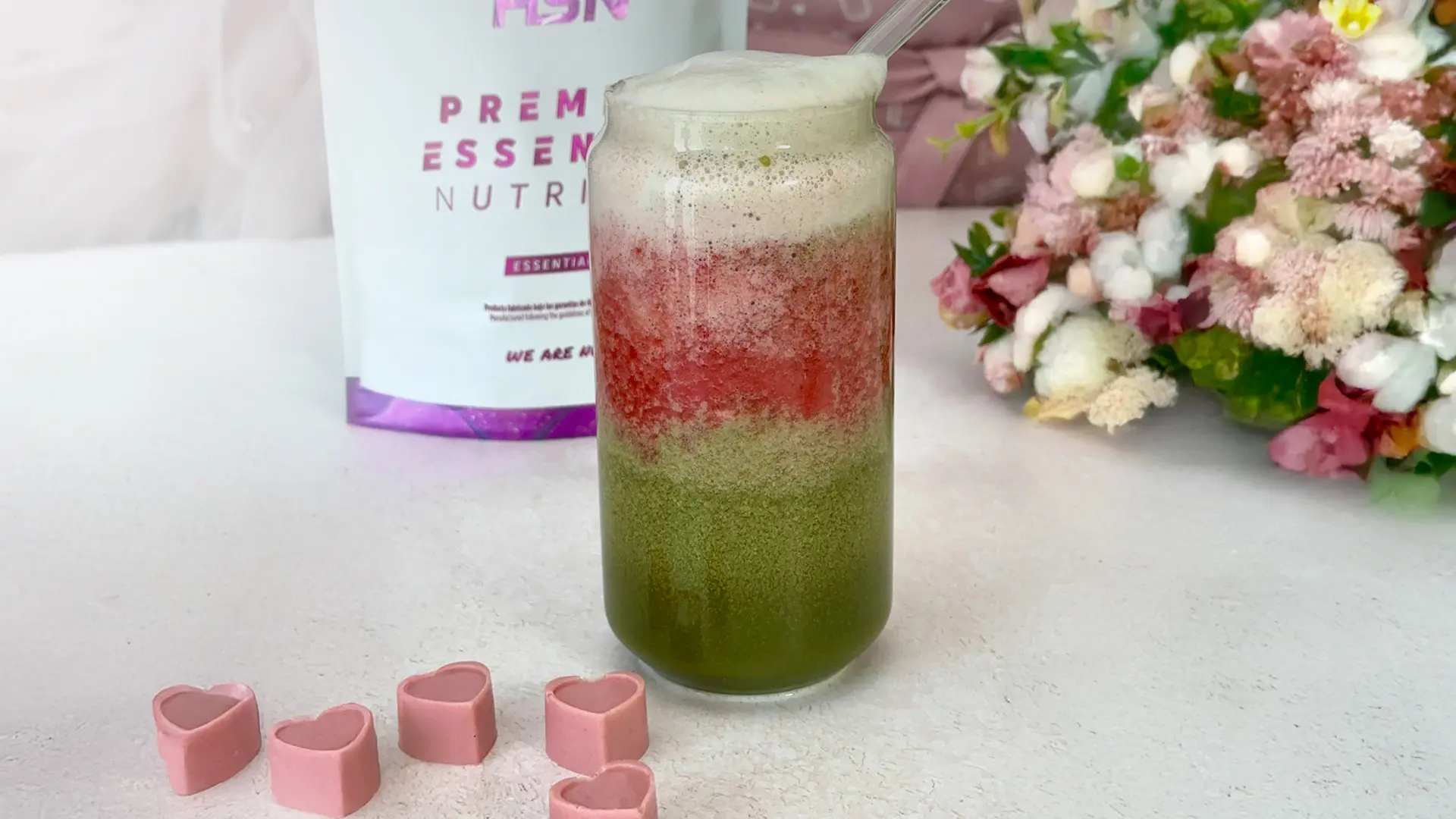 Matcha Latte con Lampone e Collagene | Bevanda Fit San Valentino