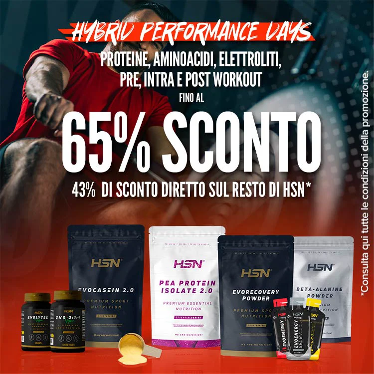 Fino al 65% di Sconto su Proteine, Aminoacidi, Elettroliti, Pre, Intra e Post Workout