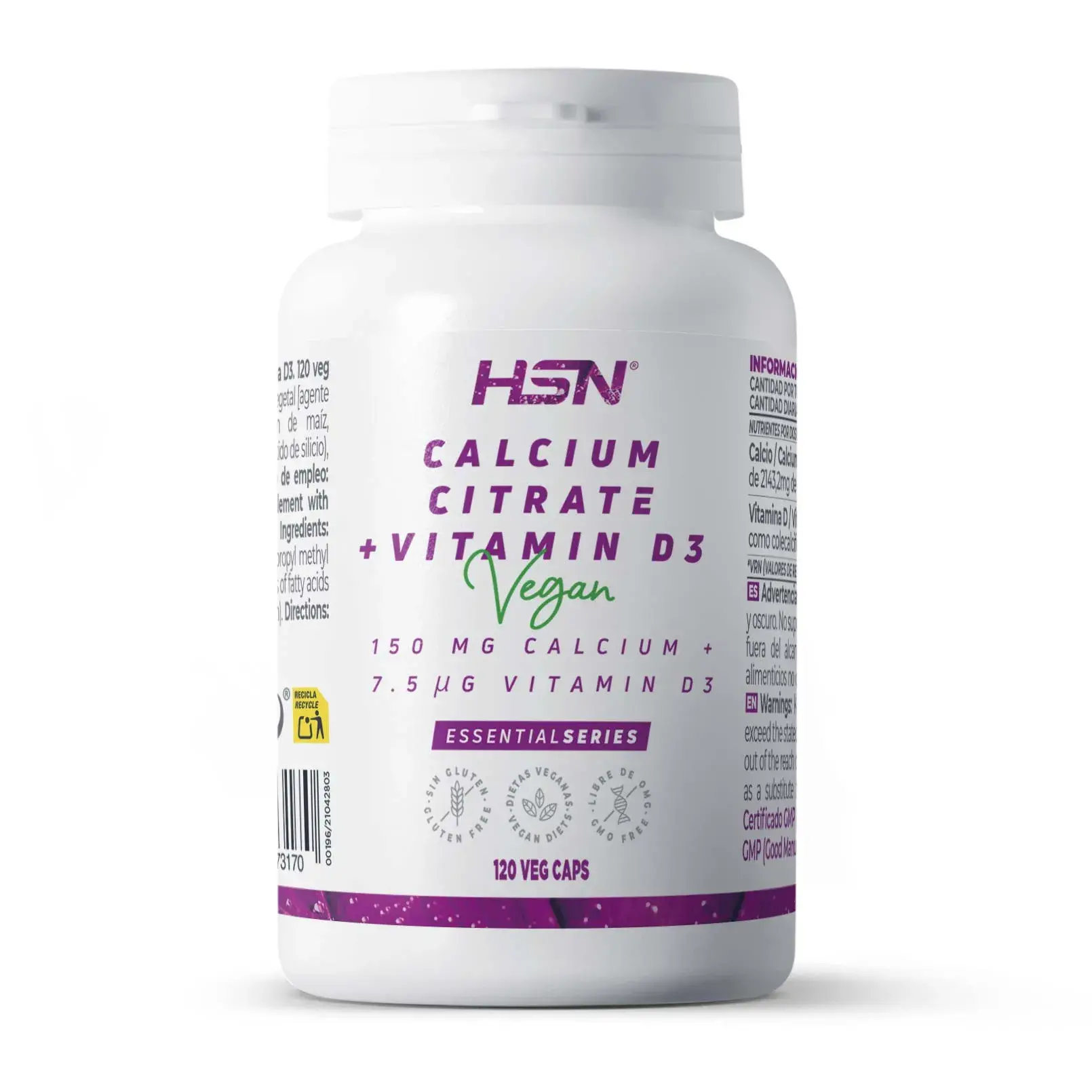 CITRATO DI CALCIO + VITAMINA D3 (150mg CALCIO/300UI) - 120 veg caps
