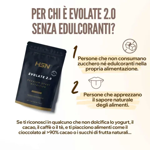 HSN Evonatural Whey Endulzada con Stevia | Neutro 500g | Concentrado de Suero de Leche Sin Edulcorantes ni Azúcares Añadidos | No Incluye Dosificador | Apta Dieta Vegetariana y Sin Gluten