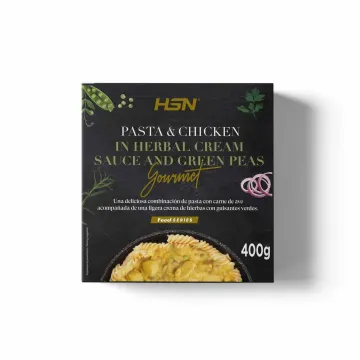 PIATTO PRONTO GOURMET PASTA CON POLLO IN SALSA DI CREMA DI ERBE E PISELLI - 400g PIATTO PRONTO GOURMET PASTA CON POLLO IN SALSA DI CREMA DI ERBE E PISELLI - 400g