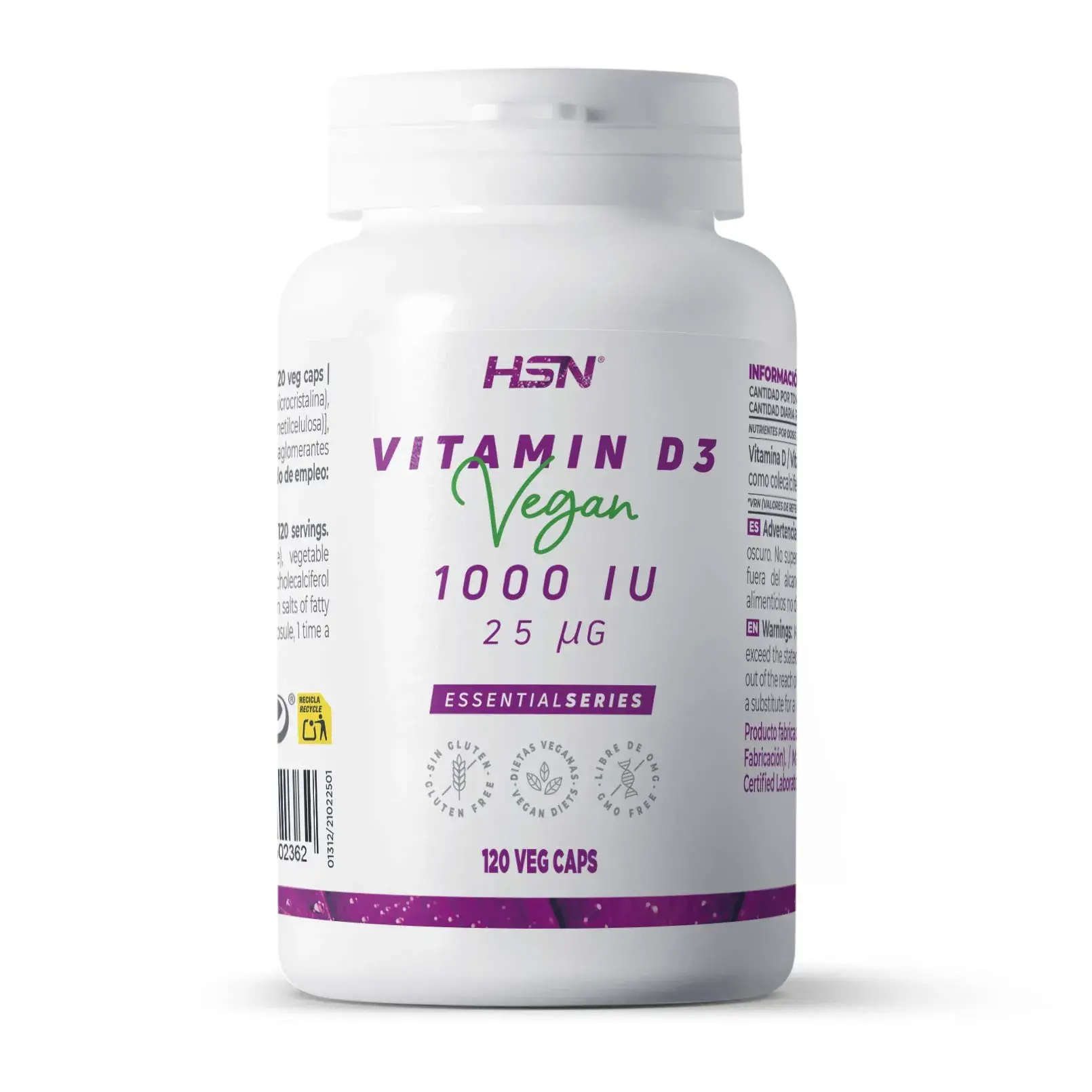 VITAMINA D3 VEGANA 1000IU - 120 veg caps